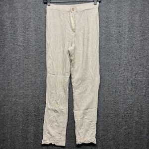 Brandy Melville Striped Linen Blend Pants Women's One Size Beige Casual‎